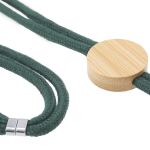 Lanyard en RPET avec accessoire pour smarphone avec détail en bambou quatrième vue