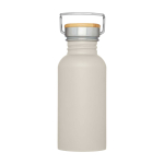 Gourde en acier inoxydable simple paroi avec bouchon en bambou 550 ml couleur sable deuxième vue frontale