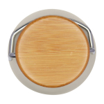 Gourde en acier inoxydable simple paroi avec bouchon en bambou 550 ml couleur sable troisième vue frontale