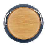 Gourde en acier inoxydable simple paroi avec bouchon en bambou 550 ml couleur cyan troisième vue frontale