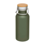 Gourde en acier inoxydable simple paroi avec bouchon en bambou 550 ml couleur vert foncé