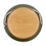 Gourde en acier inoxydable simple paroi avec bouchon en bambou 550 ml couleur vert foncé troisième vue frontale