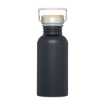 Gourde en acier inoxydable simple paroi avec bouchon en bambou 550 ml deuxième vue frontale