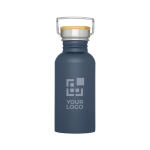 Gourde en acier inoxydable simple paroi avec bouchon en bambou 550 ml avec zone d'impression