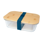 Lunch box en verre avec couvercle en bambou et joint en silicone 1 L couleur cyan