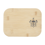 Lunch box en verre avec couvercle en bambou et joint en silicone 1 L vue avec impression sérigraphique