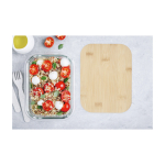 Lunch box en verre avec couvercle en bambou et joint en silicone 1 L image nature morte