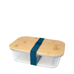 Lunch box en verre avec couvercle en bambou et joint en silicone 1 L avec zone d'impression