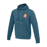 Sweat unisexe en maille avec capuche 300 g/m² Elevate Life couleur cyan vue impression sérigraphique