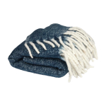 Plaid extra doux et chaud en polyester recyclé 125 x 150 cm couleur bleu foncé deuxième vue