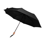 Parapluie manuel RPET 21” en polyester pongé avec poignée en bois Ø99 couleur noir