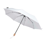 Parapluie manuel RPET 21” en polyester pongé avec poignée en bois Ø99 couleur blanc
