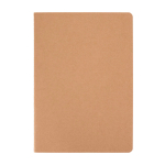 Carnet en papier kraft avec reliure visible, feuilles A5 lignées couleur naturel deuxième vue frontale