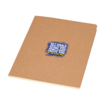 Carnet en papier kraft avec reliure visible, feuilles A5 lignées couleur naturel vue avec impression sérigraphique