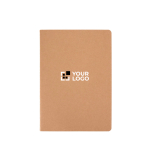 Carnet en papier kraft avec reliure visible, feuilles A5 lignées avec zone d'impression