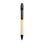 Stylo en papier de canne à sucre avec clip coloré, encre bleue couleur noir