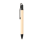 Stylo en papier de canne à sucre avec clip coloré, encre bleue couleur noir deuxième vue latérale