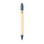 Stylo en papier de canne à sucre avec clip coloré, encre bleue couleur bleu marine deuxième vue arrière