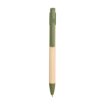 Stylo en papier de canne à sucre avec clip coloré, encre bleue couleur vert pastel