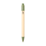 Stylo en papier de canne à sucre avec clip coloré, encre bleue couleur vert pastel deuxième vue arrière