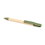 Stylo en papier de canne à sucre avec clip coloré, encre bleue couleur vert pastel deuxième vue