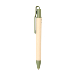 Stylo en papier de canne à sucre avec clip coloré, encre bleue couleur vert pastel deuxième vue latérale