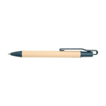 Stylo en papier de canne à sucre avec clip coloré, encre bleue deuxième vue frontale