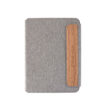 Porte-documents écologique avec fermeture en noyer A5, pages lignées avec zone d'impression