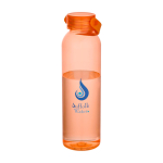 Gourde en plastique recyclé avec anse en silicone 630 ml couleur orange vue avec impression sérigraphique