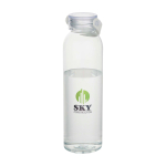 Gourde en plastique recyclé avec anse en silicone 630 ml couleur transparent vue avec impression sérigraphique