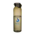 Gourde en plastique recyclé avec anse en silicone 630 ml couleur vert foncé vue avec impression sérigraphique