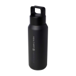 Bouteille en inox recyclé adaptée aux boissons gazeuses 600 ml couleur noir vue impression avec logo 2