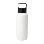 Bouteille en inox recyclé adaptée aux boissons gazeuses 600 ml couleur blanc deuxième vue frontale