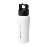Bouteille en inox recyclé adaptée aux boissons gazeuses 600 ml couleur blanc vue impression avec logo 2