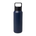 Bouteille en inox recyclé adaptée aux boissons gazeuses 600 ml couleur bleu marine deuxième vue frontale