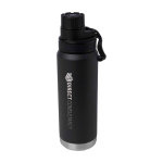 Gourde écologique à double paroi avec bouchon à vis anti-goutte 700 ml couleur noir vue impression avec logo 2