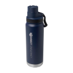 Gourde écologique à double paroi avec bouchon à vis anti-goutte 700 ml couleur bleu marine vue impression avec logo 2