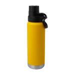 Gourde écologique à double paroi avec bouchon à vis anti-goutte 700 ml couleur jaune foncé deuxième vue frontale