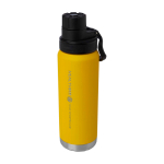 Gourde écologique à double paroi avec bouchon à vis anti-goutte 700 ml couleur jaune foncé vue impression avec logo 2