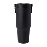 Gobelet en inox recyclé avec couvercle à double fonction 900 ml couleur noir deuxième vue arrière