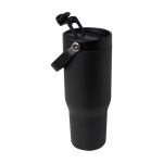 Gobelet en inox recyclé avec couvercle à double fonction 900 ml couleur noir troisième vue