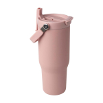 Gobelet en inox recyclé avec couvercle à double fonction 900 ml couleur rose pastel deuxième vue