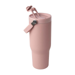 Gobelet en inox recyclé avec couvercle à double fonction 900 ml couleur rose pastel troisième vue