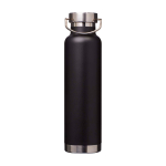 Bouteille en inox recyclé à double paroi avec bouchon à vis 650 ml couleur noir deuxième vue frontale
