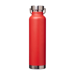 Bouteille en inox recyclé à double paroi avec bouchon à vis 650 ml couleur rouge deuxième vue arrière