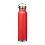 Bouteille en inox recyclé à double paroi avec bouchon à vis 650 ml couleur rouge troisième vue frontale