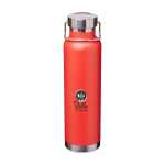 Bouteille en inox recyclé à double paroi avec bouchon à vis 650 ml couleur rouge vue avec impression sérigraphique