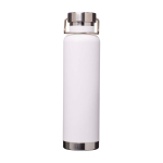 Bouteille en inox recyclé à double paroi avec bouchon à vis 650 ml couleur blanc deuxième vue frontale