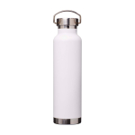 Bouteille en inox recyclé à double paroi avec bouchon à vis 650 ml couleur blanc troisième vue frontale