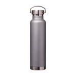Bouteille en inox recyclé à double paroi avec bouchon à vis 650 ml couleur gris troisième vue frontale